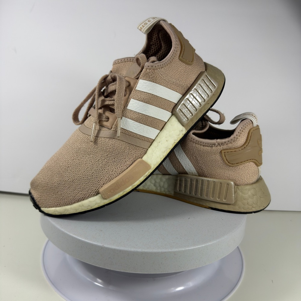 ADIDAS NMD R1‎ Men 8.5 Tan Cream Knit Boost Sneakers Casual Running